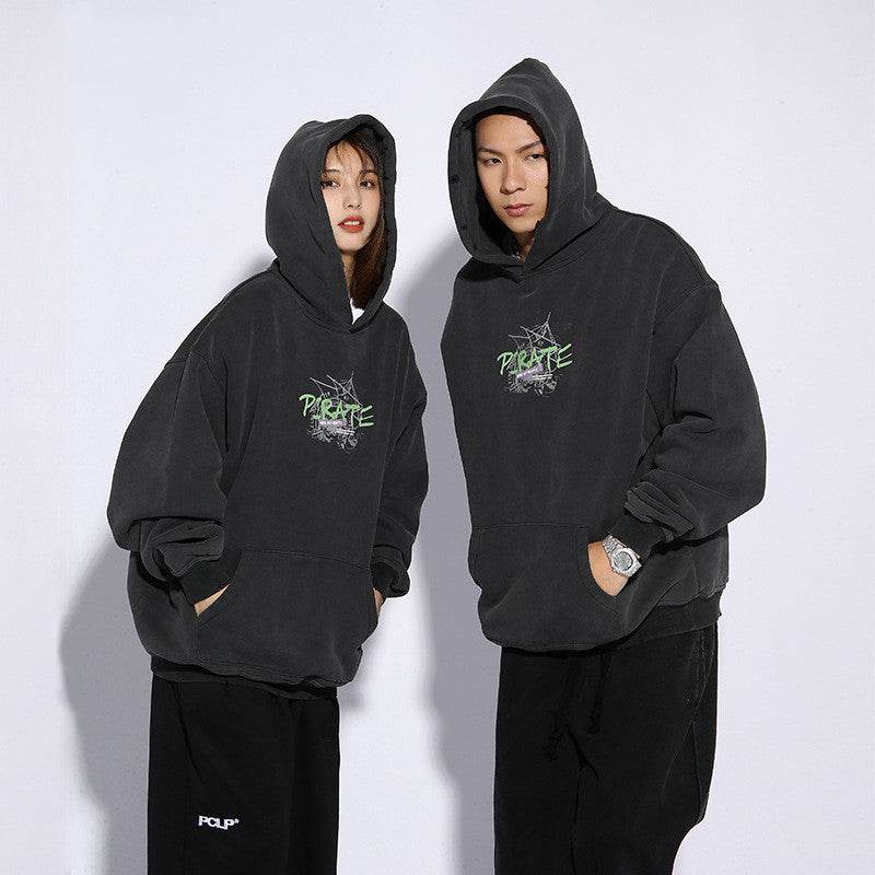 Street Loose Mens And Womens Street Wash Old Sweater - Mubimart