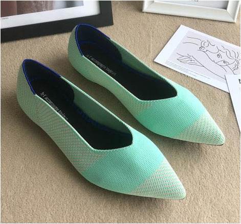 Women's Pointed Toe Casual Woven Flat Shoes - Mubimart
