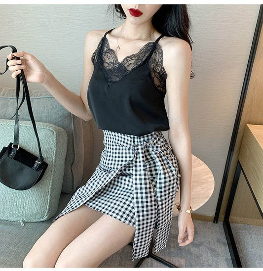 Lace stitching camisole - Mubimart