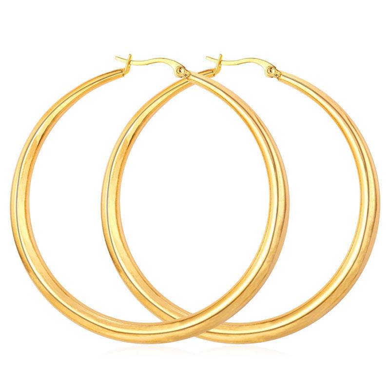 Women's Glossy Large Hoop Earrings - Mubimart