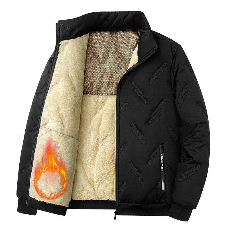 New Graphene-design Cotton Coat Winter Warm Thickened Fleece Jacket Fashion Casual Mens Clothing - Mubimart