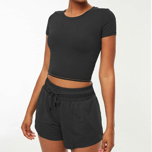 Yoga Clothes Suit Sports Fitness Clothes Crop Top And Shorts Women - Mubimart