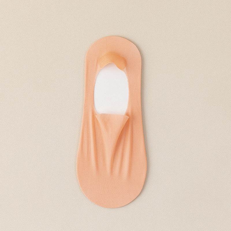 Thin Solid Color Bottom Super Low Cut Invisible Socks - Mubimart