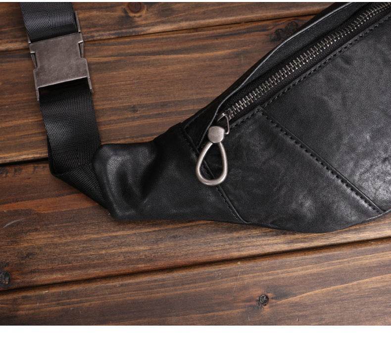 Men's Small Leather Sports Fanny Pack - Mubimart