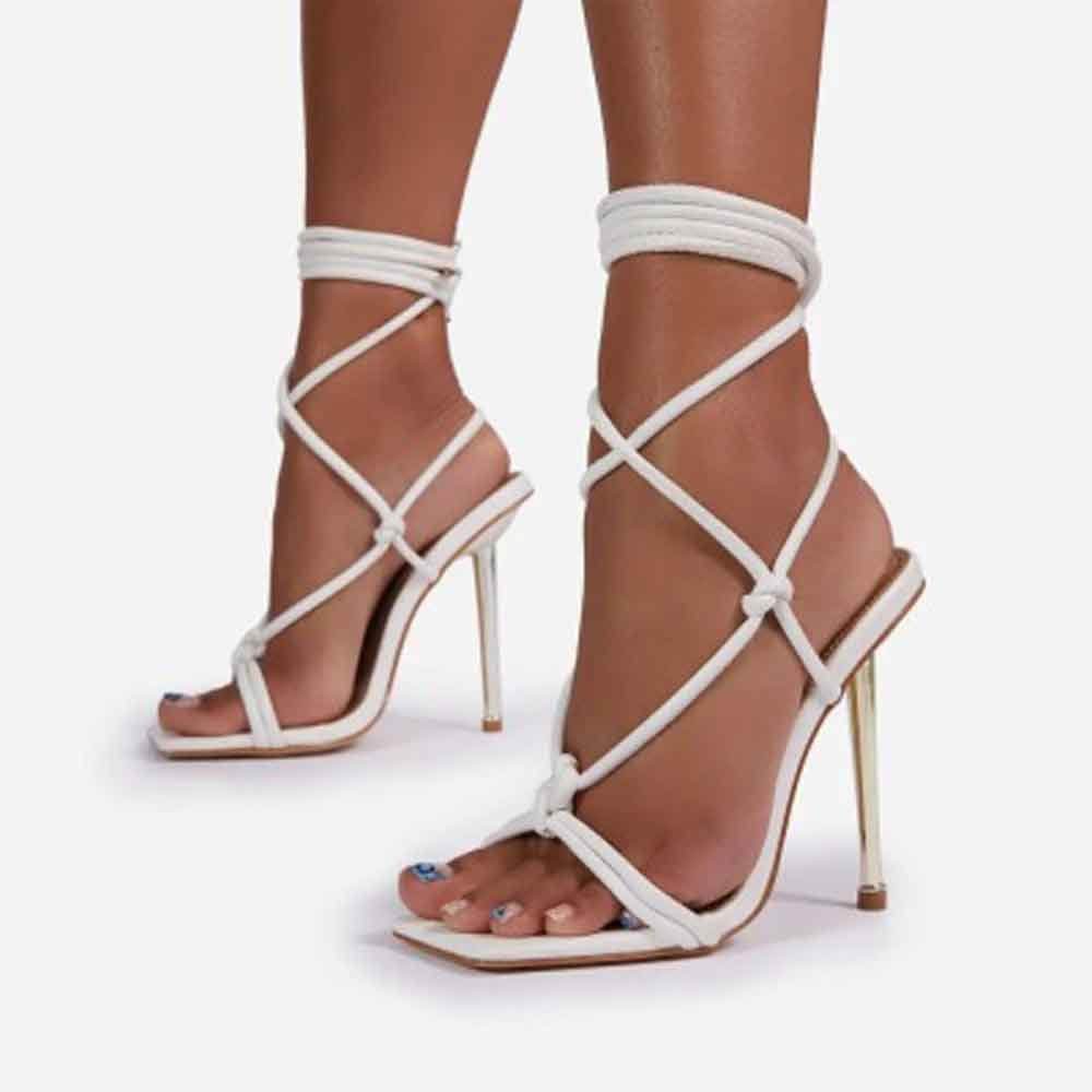 Explosive Style All Match Lace Up Women's Shoes With Stiletto High Heels - Mubimart