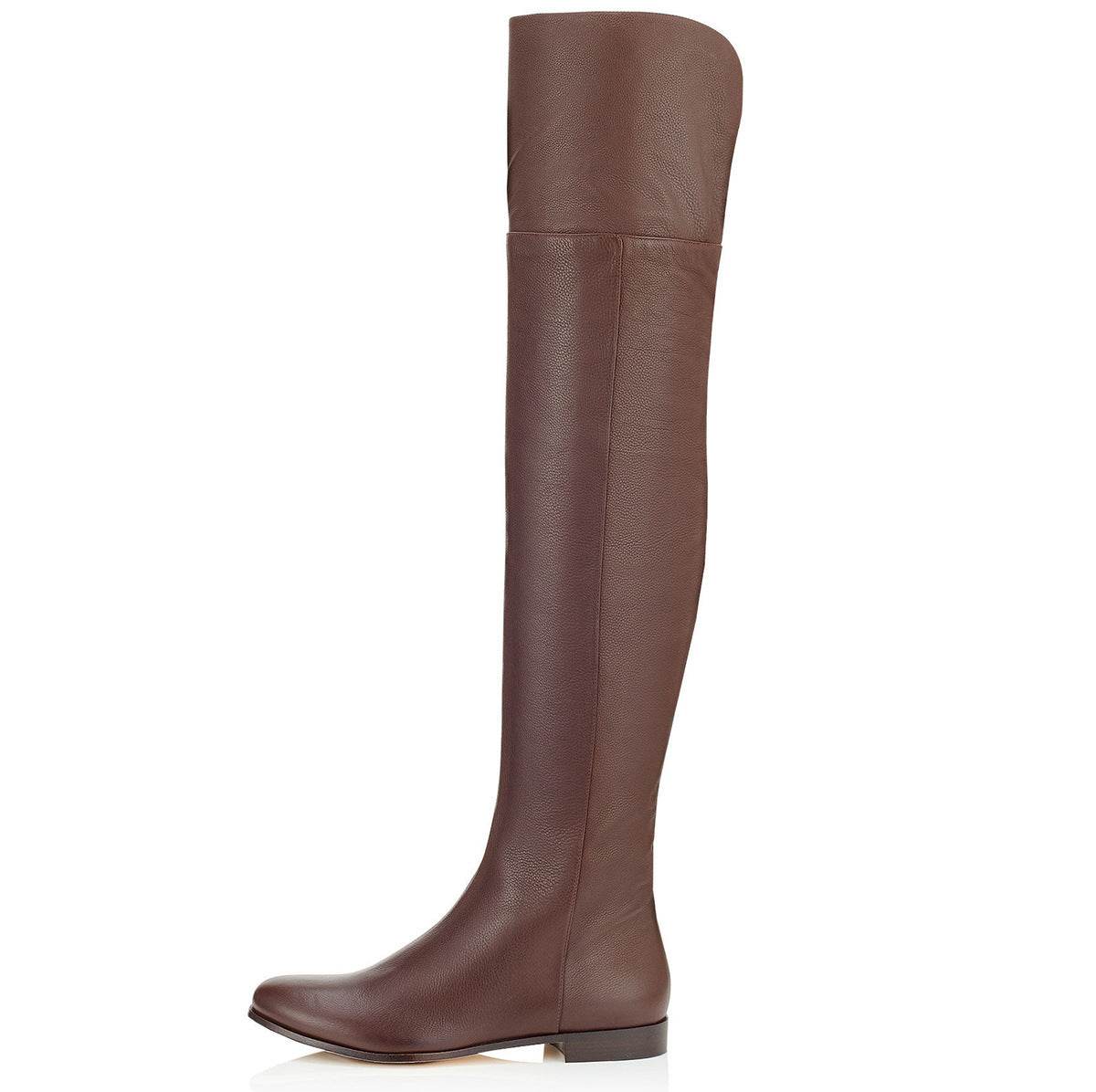 Over The Knee Flat Thigh Boots Casual Rider Boots - Mubimart