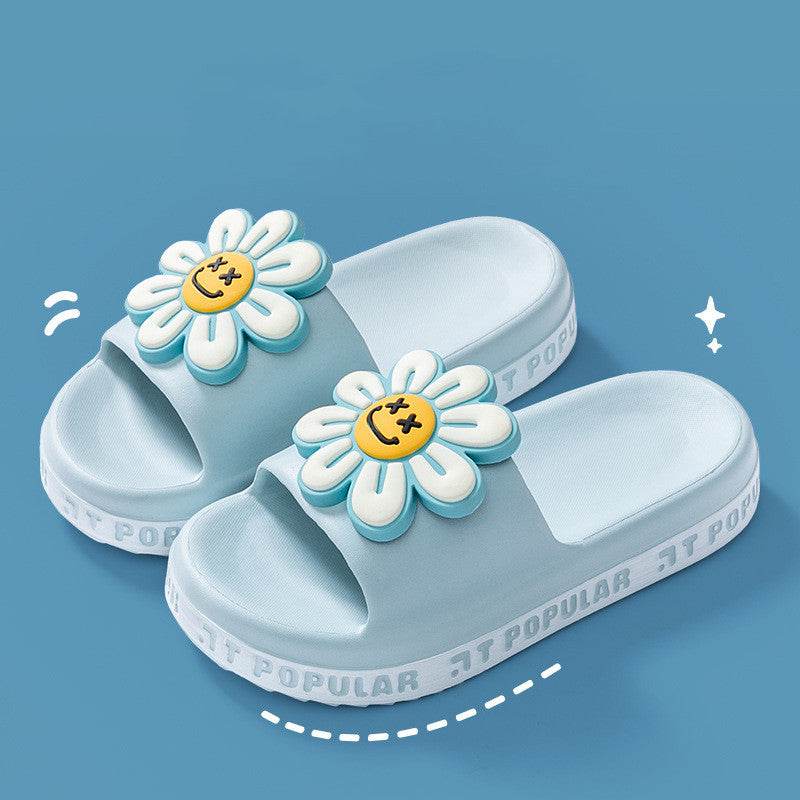 Summer Flower Slippers Women New Fashion Letter Garden Shoes Indoor Anti-Slip Floor Bathroom Bathing Home Slipper - Mubimart