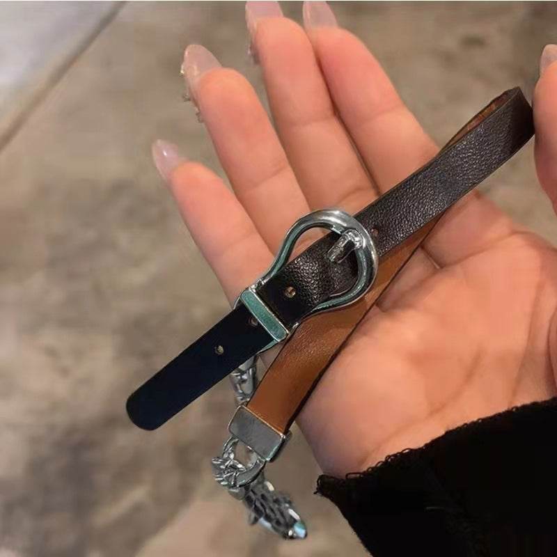 Punk Titanium Steel Cuban Chain Leather Choker Necklaces For Women - Mubimart