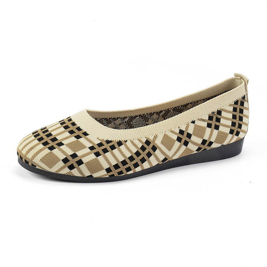 Fashion Plaid Print Flats Shoes New Fashion Casual Breathable Slip On Round-toe Mesh Shoes For Women - Mubimart