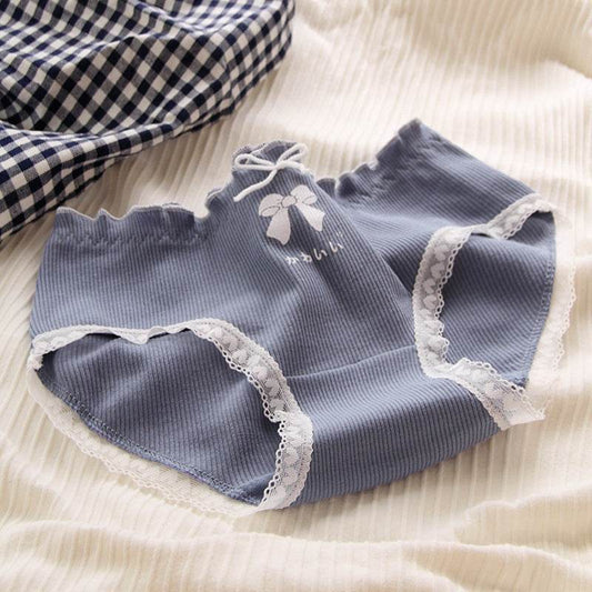 Girls Cotton Mid-waist Briefs Cotton Women Panties - Mubimart