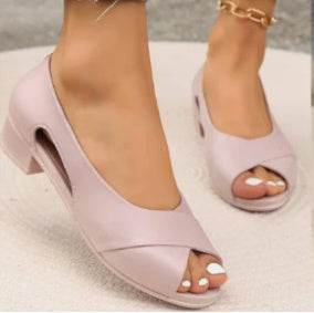 Thick-heeled Sandals, New Work Shoes, Mother Shoes, Fashionable Fish Mouth High Heels - Mubimart