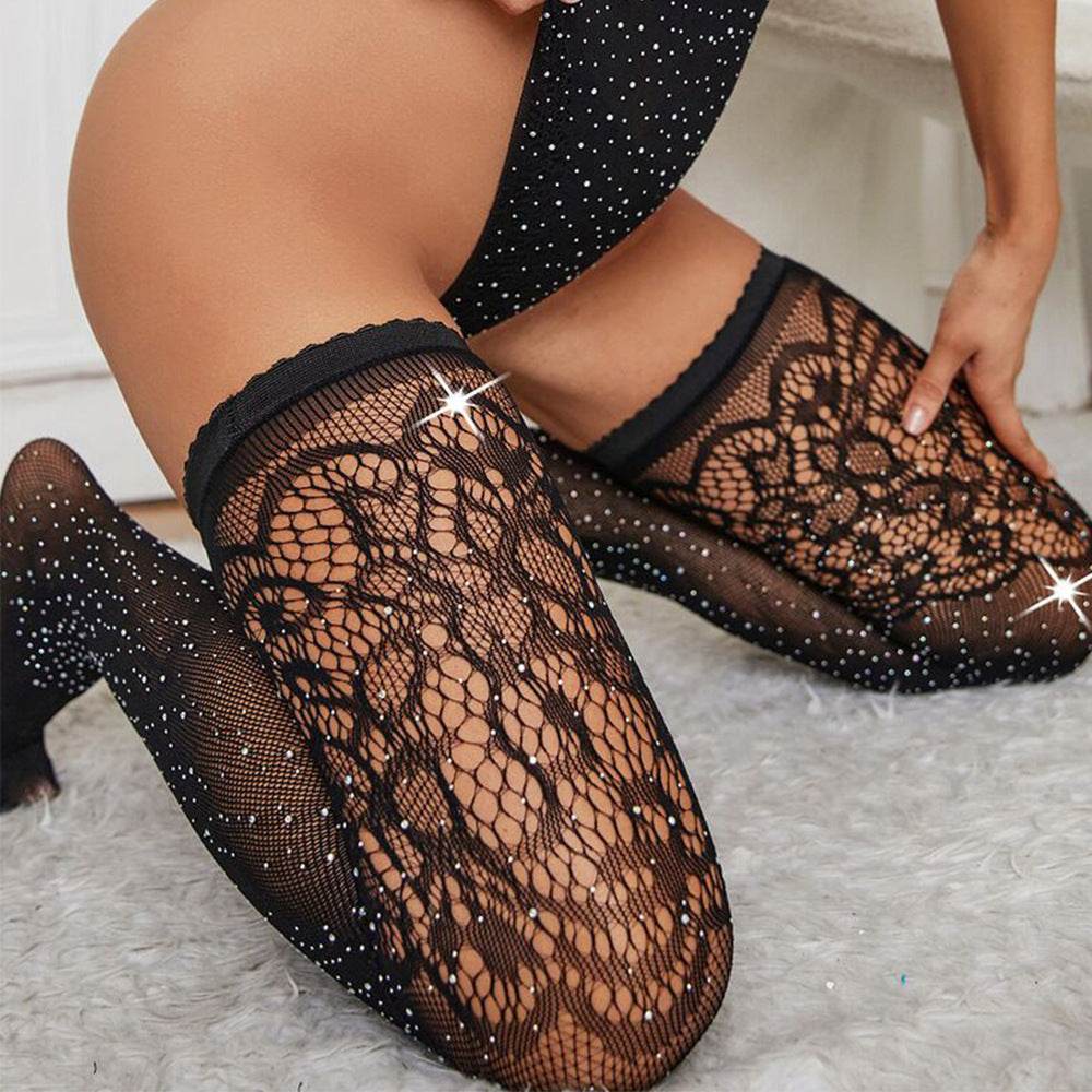 Knee High Over-the-knee Socks Diamond Jacquard - Mubimart