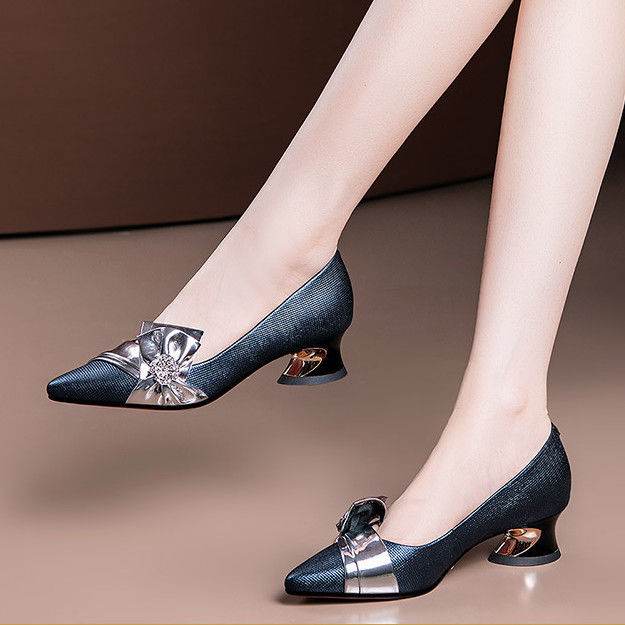 Low-Heel Pointed Toe All-Match Pumps - Mubimart
