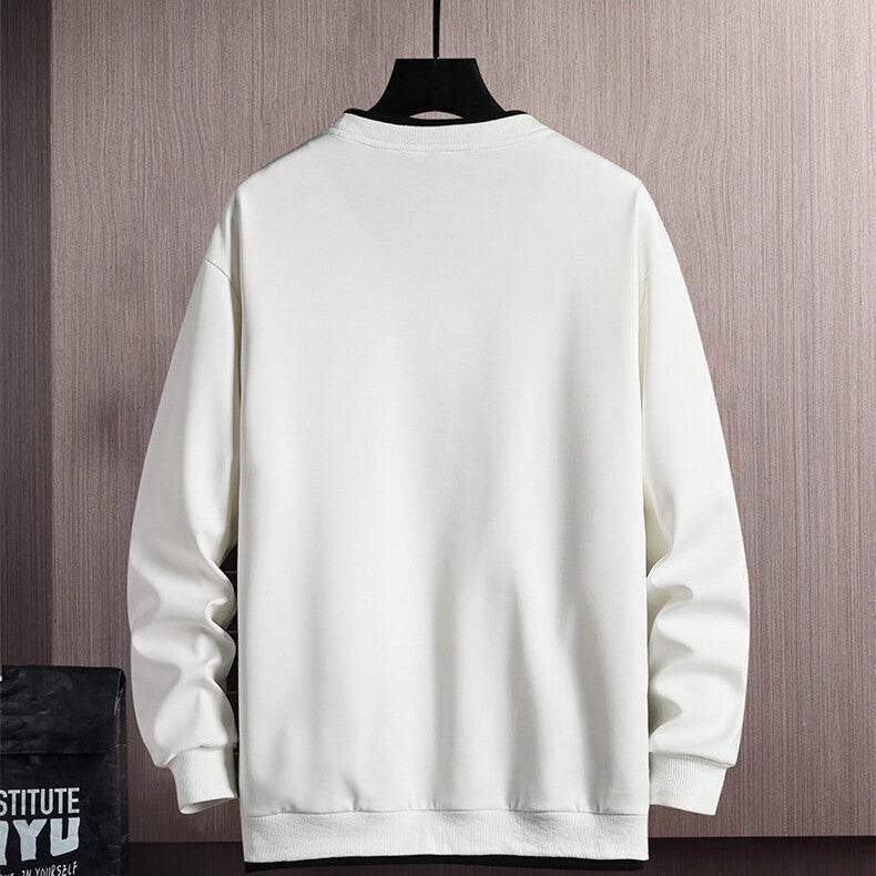 New Mens Casual Sweatshirts Hoodie Fake Two Pieces Letter Print - Mubimart