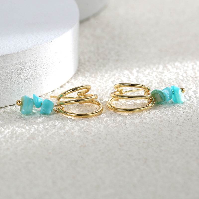 C Shape Hoop Earrings Women Turquoise - Mubimart
