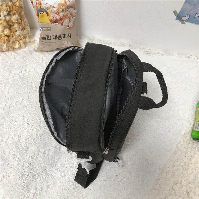 Literary Ribbon Lock Canvas Colorblock Satchel - Mubimart