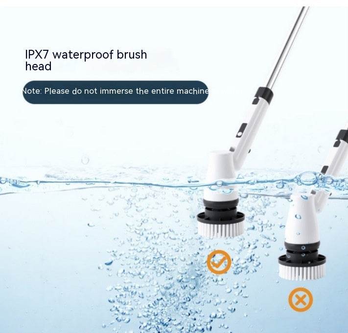 7-in-1 Wireless Cleaning Brush Long Handle Retractable Bathroom Toilet Floor Electric Brush - Mubimart