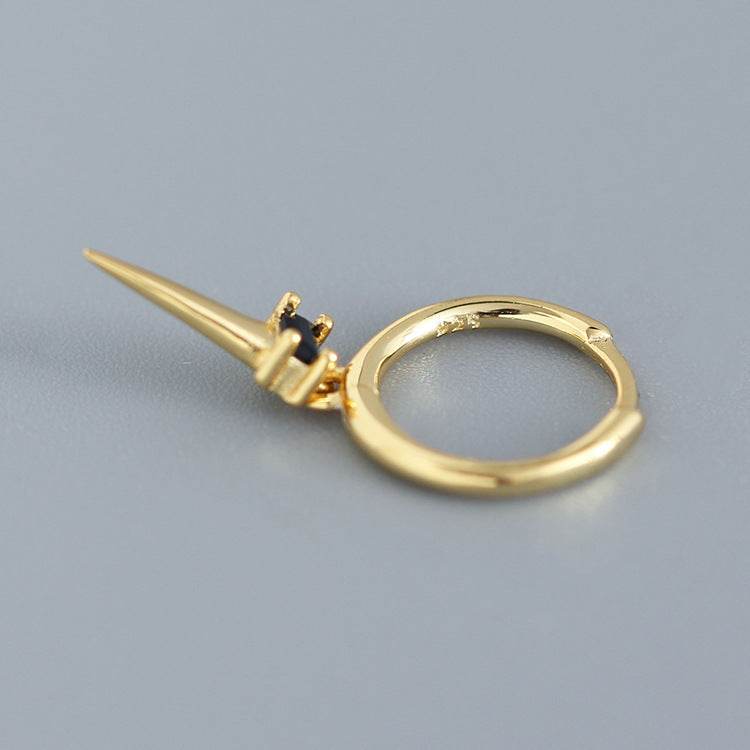 Silver Zircon Cone Hoop Huggies Earrings For Fashion Women Hiphop Fine Jewelry Geometric Accessories - Mubimart