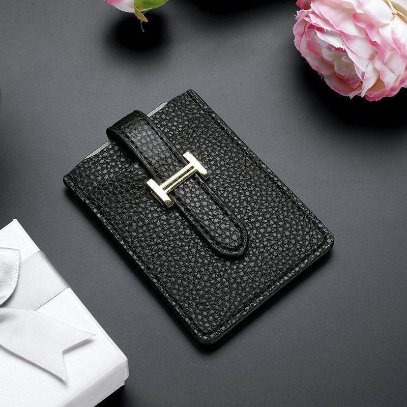 Leather Card Holder Pull-out Card Holder Thin Women - Mubimart