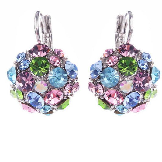 Gold Color Romantic Crystal Flower Hoop Earrings Fashion Wedding Earrings For Women Jewelry - Mubimart