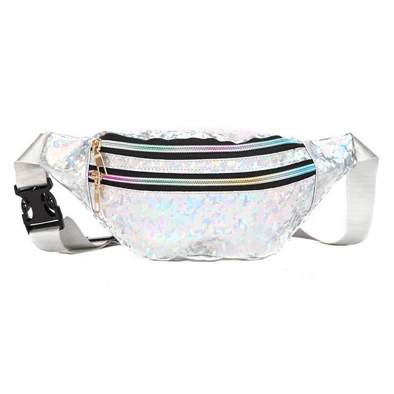Double Pocket Holographic Fanny Pack - Mubimart