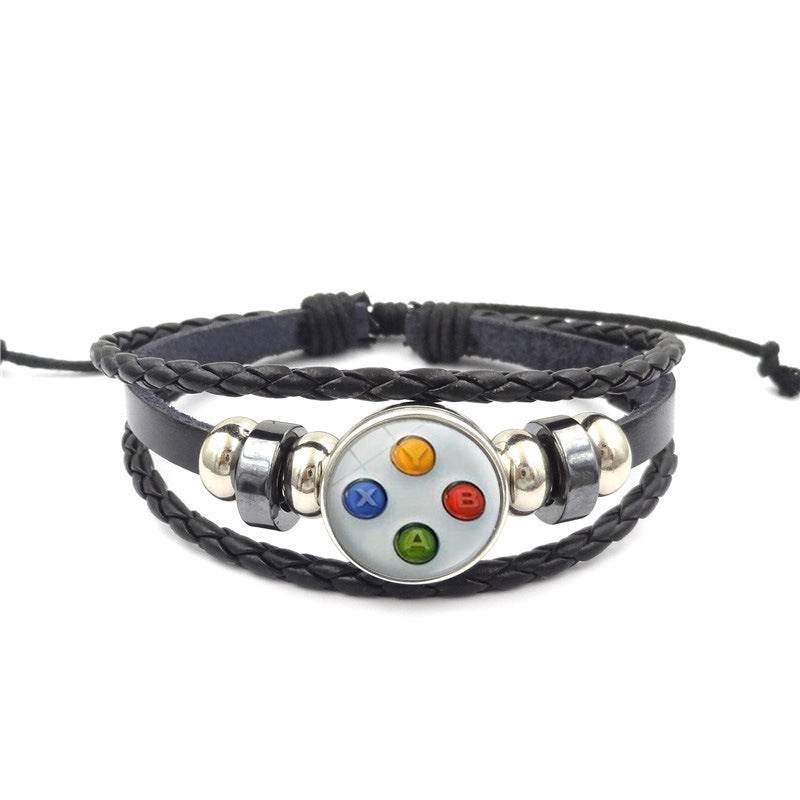 Game Controller Snap Leather Bracelet Men And Women Fashion Personalized Bracelet Handmade Multi-layer Beaded Weave Carrying Strap - Mubimart