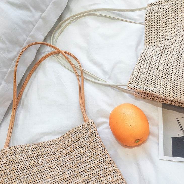 Bag straw woven fashion women shoulder tote handmade bag summer leisure ladies knitting handbag Feminine beach bags bolsos mujer - Mubimart