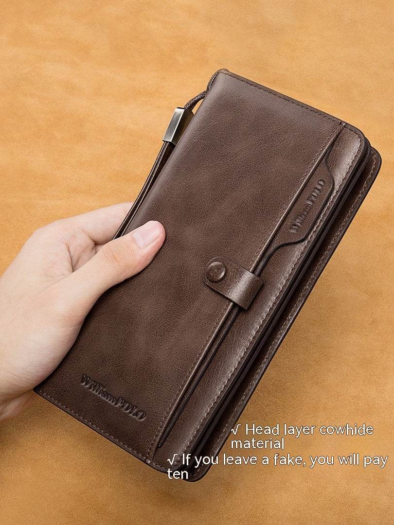 Men's Long Wallet Genuine Leather Wallet - Mubimart