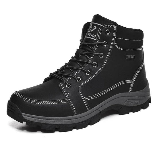 Men Boots Winter Snow Outdoor Ankle Boots For Men Super Warm Boots Leather Non-Slip Work Shoes - Mubimart