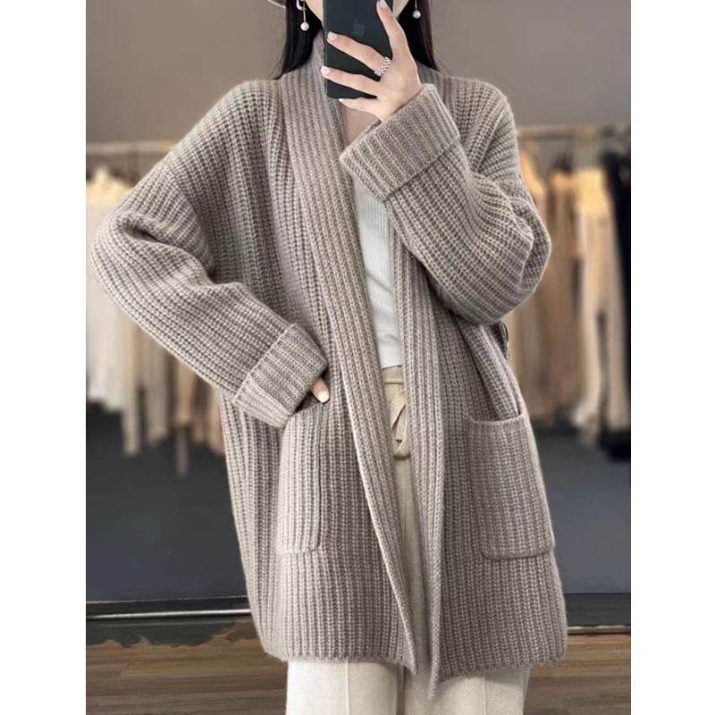 Plus Size Women's Sweater Cardigan Mid-length - Mubimart