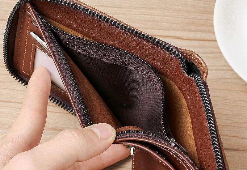 Men's Short Casual Fashion Zipper Wallet - Mubimart