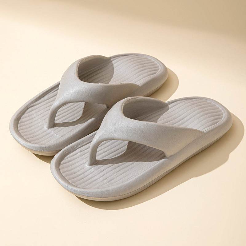 Solid Color Striped Texture Flip-Flops Slippers For Women Men Non-slip Wear-resistant House Shoes Summer Outdoor Beach Shoes Couple - Mubimart