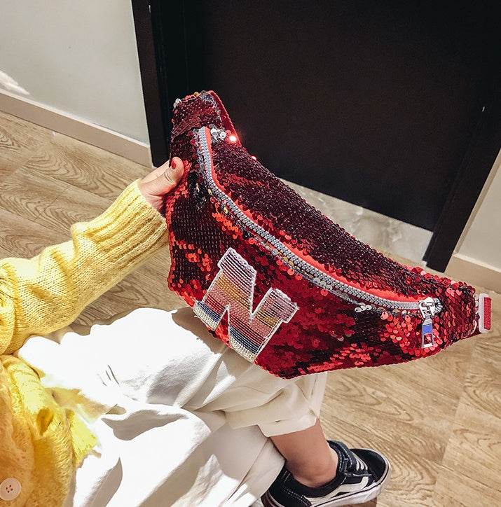 Fanny Pack Korean Children New Trend Sequins Mini Shoulder - Mubimart