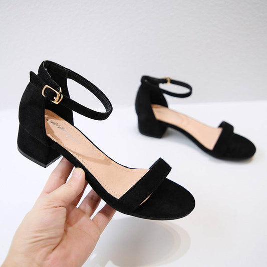 Women's New Versatile Chunky Heel Strappy Sandals - Mubimart