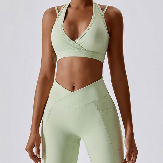Push Up Halter Neck Yoga Bra - Mubimart