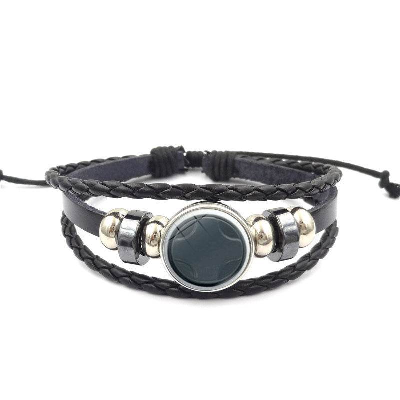 Game Controller Snap Leather Bracelet Men And Women Fashion Personalized Bracelet Handmade Multi-layer Beaded Weave Carrying Strap - Mubimart