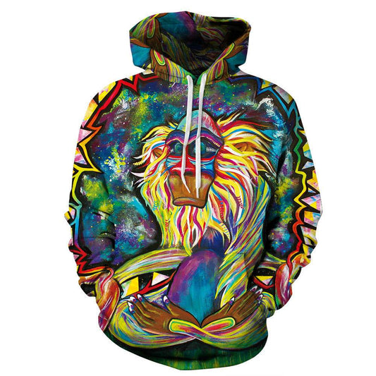 Fashion Men&Women Hoodie Monkey 3d Print Sweatshirts Hip Hop Streetwear Coats Couples Tracksuits Pocket Plus Size Brand Hoodie - Mubimart