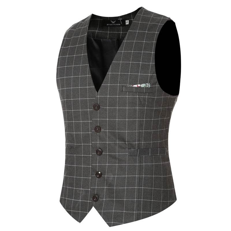 Korean Men's Formal Suit V-necked Vest - Mubimart