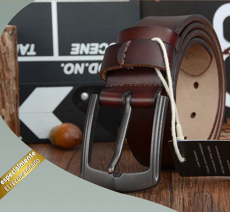 Dynamic buckle leather belt belt - Mubimart