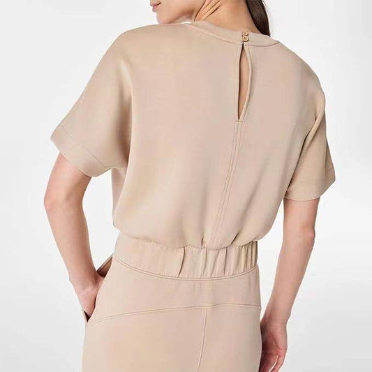 Highly-elastic Plus Size Women's Elastic Waist Jumpsuit - Mubimart