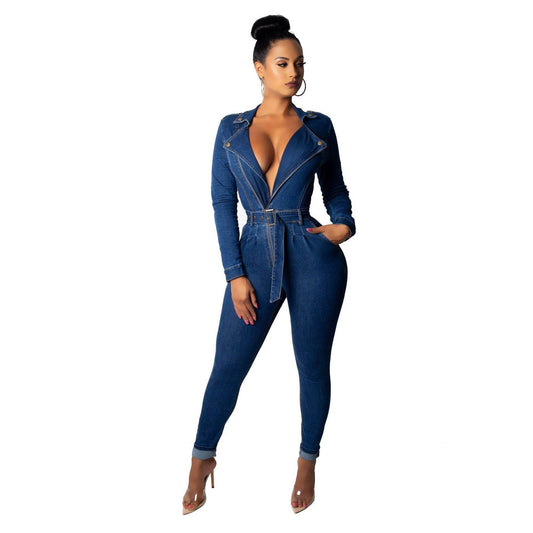 Denim women's bodysuits - Mubimart