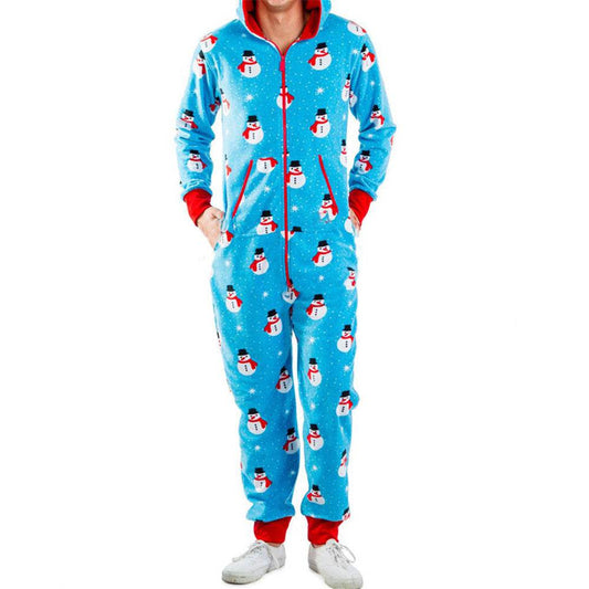 Christmas Family X'mas Costume Snowman Striped Print Jumpsuit Pajama - Mubimart