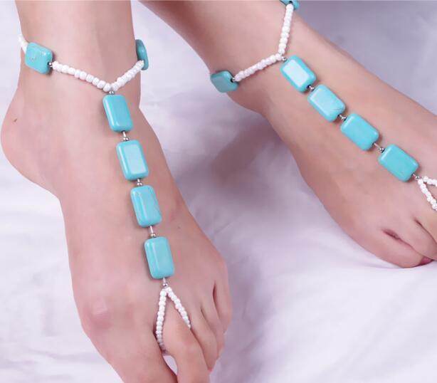 Ankle Bracelet Foot Chain Jewelry Summer Beach Turquoises Anklets Women's Anklets for Women Girls Jewelry Leg Bracelet - Mubimart