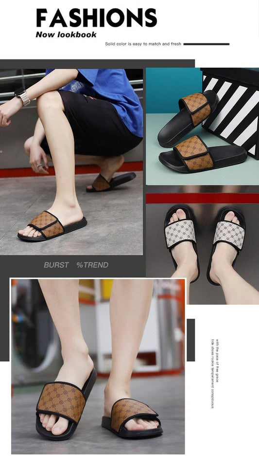 Cross-border Slippers Summer Outdoor Wear Niche High-grade Velcro Non-slip Beach Flip-flops Men - Mubimart