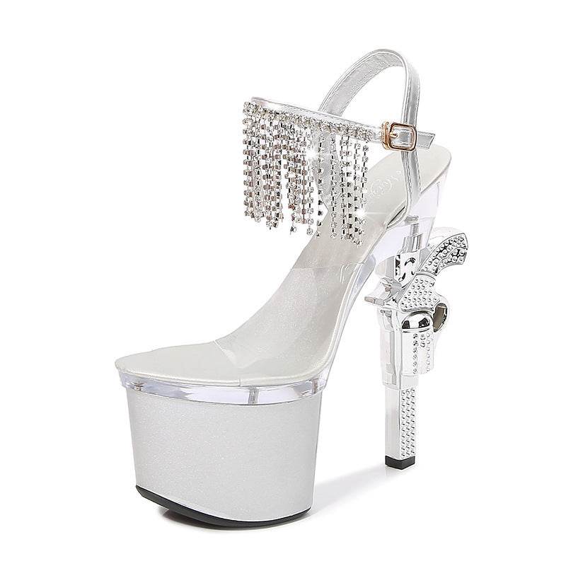 Muffin Sandals Super High Heels Transparent High Heels - Mubimart