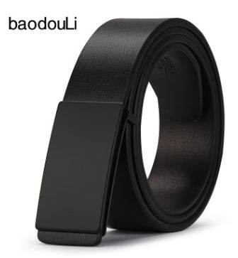 The young man's belt buckle belt smooth leather belts PU Korean tide students leisure plate buckle - Mubimart