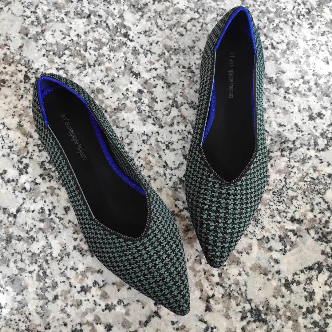 Women's Pointed Toe Casual Woven Flat Shoes - Mubimart