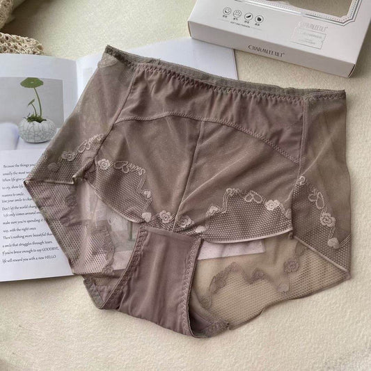 Three Pcs Boxed Women's High Waist Lace Panties - Mubimart