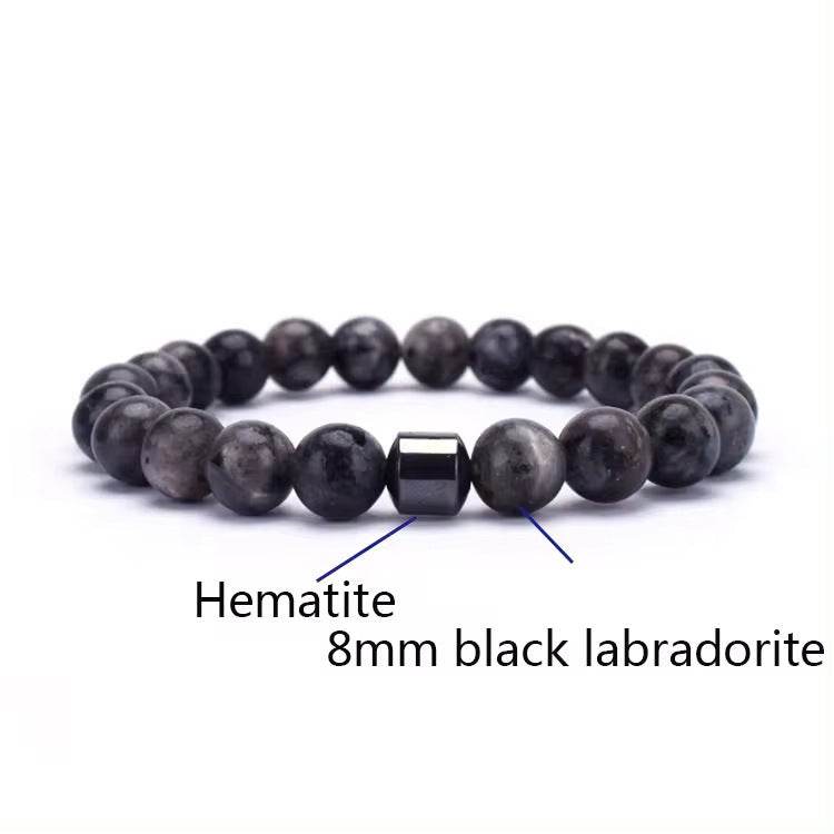 Natural Gemstone Bracelet Vintage Stone Beads Men Women Jewelry - Mubimart