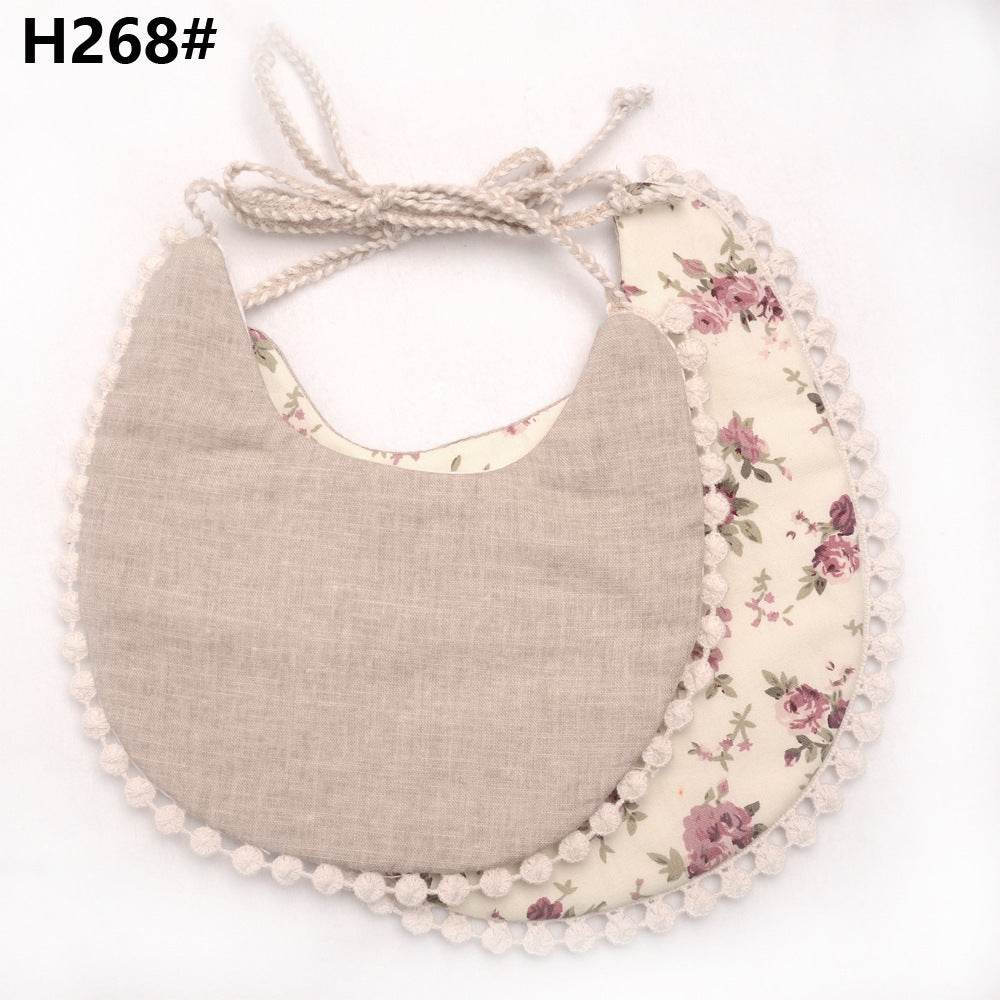 Cotton and linen two-layer saliva towel bib bib - Mubimart